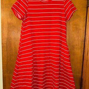 LuLaRoe Red and White Striped Casual Dress